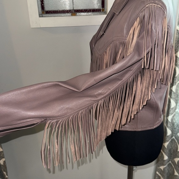 Fidelity Outerwear Buttery Soft Fringed Leather Jacket Western Dusty Purple SZ14 - Picture 5 of 10